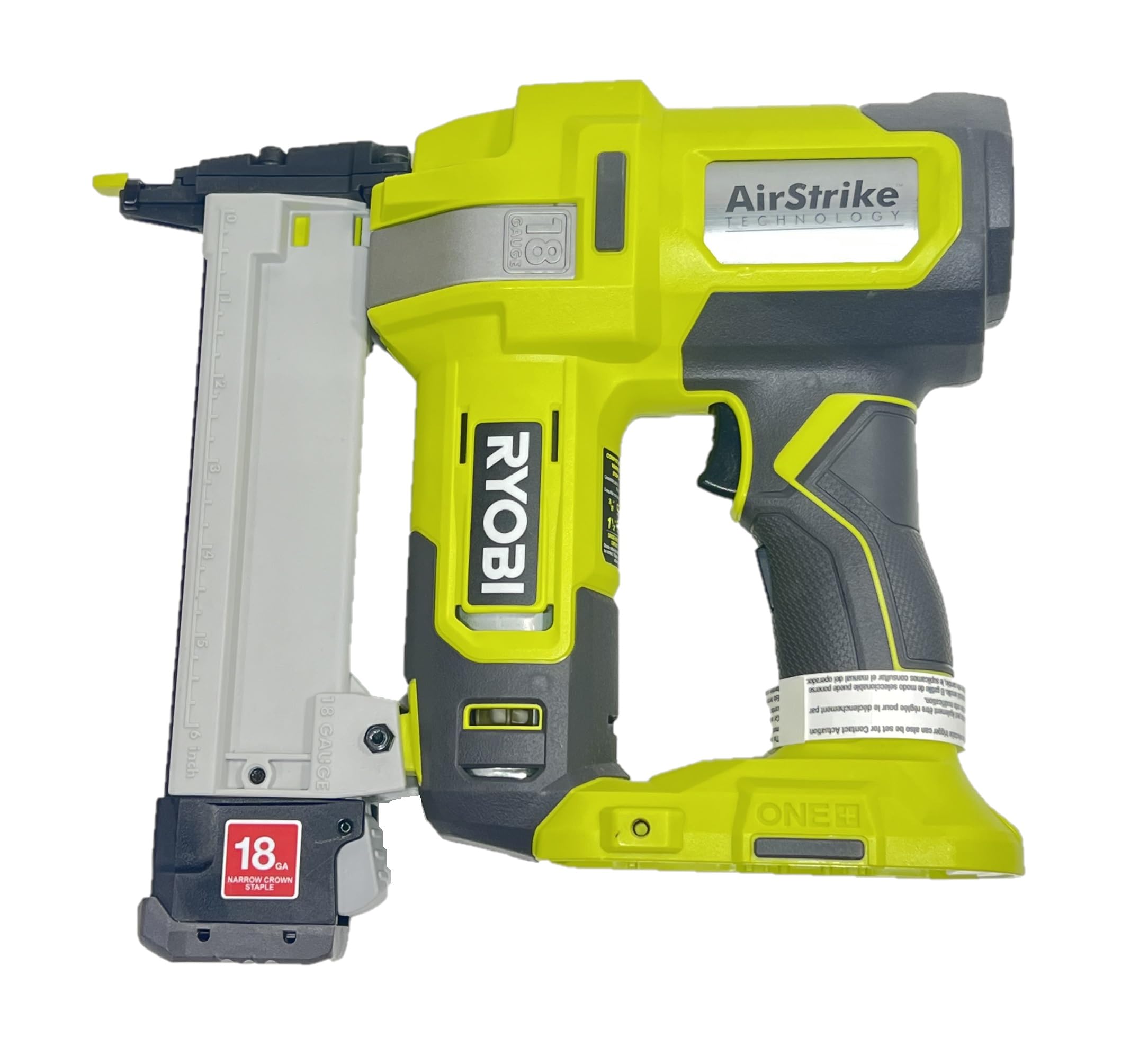 RYOBI ONE+ AirStrike stapler front view showing portability for on-site use