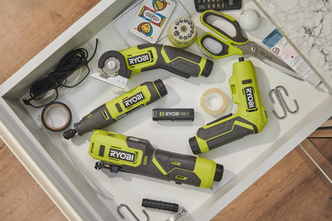 RYOBI ONE+ screwdriver aiding toy assembly with compact, safe handling.