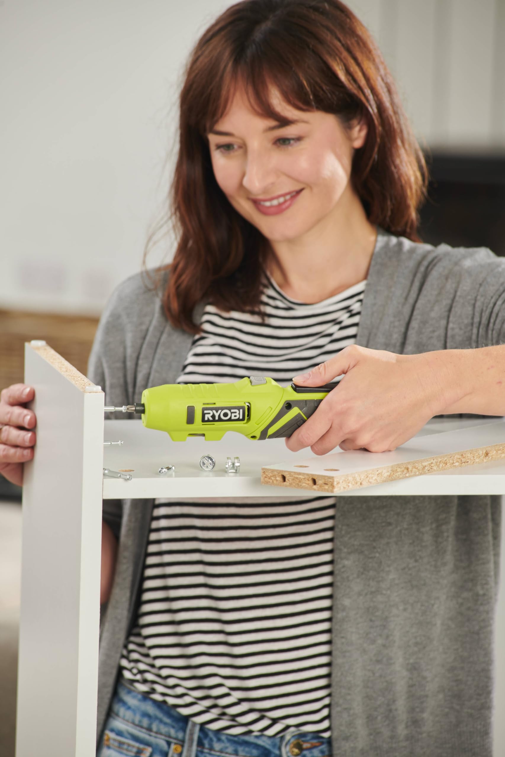 RYOBI ONE+ cordless screwdriver USB-C charging for flexible power options.