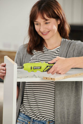 RYOBI ONE+ cordless screwdriver USB-C charging for flexible power options.