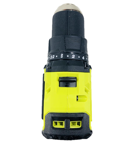 Ryobi ONE+ HP 18V brushless motor detail emphasizes powerful torque for tough materials.
