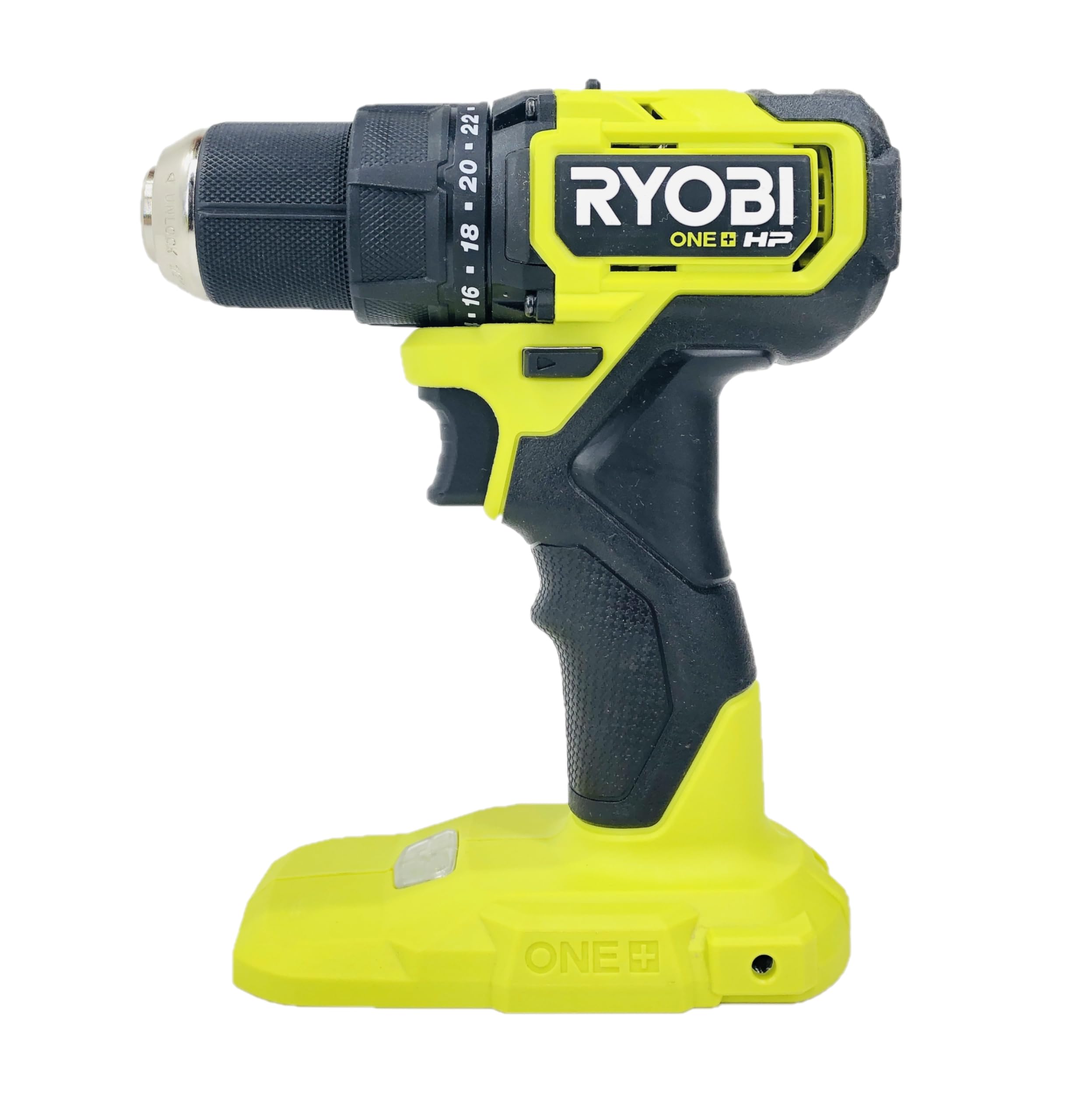 Ryobi ONE+ HP 18V two-speed gearbox image demonstrates 0-450 and 0-1700 RPM.