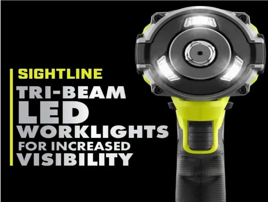 RYOBI ONE+ HP Tri-Beam LED lights illuminate the workspace for precise work.