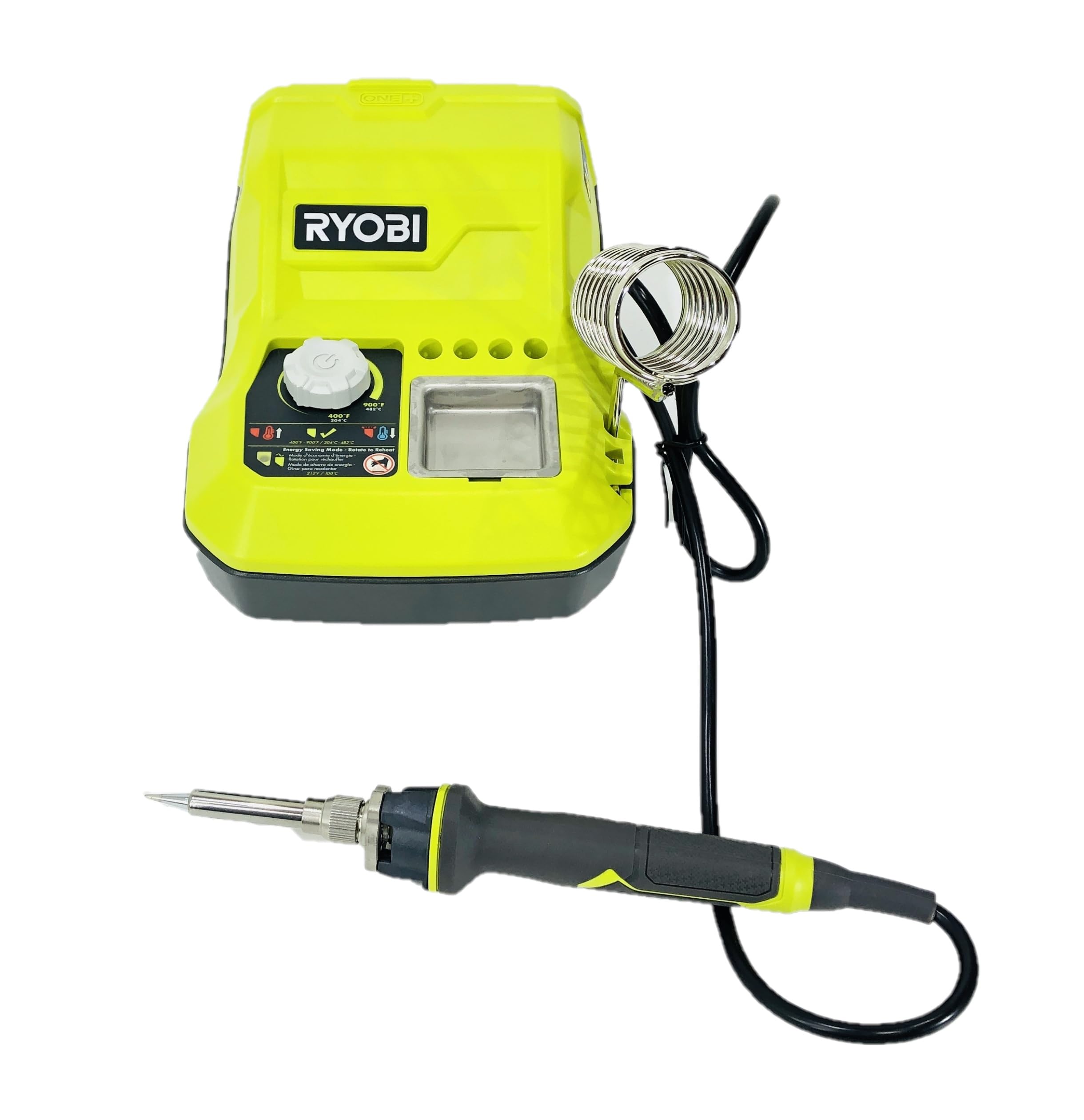 RYOBI ONE+ P3100 front view shows hybrid power options for soldering projects