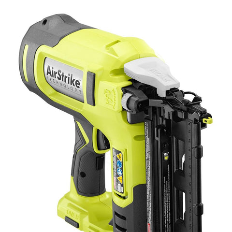 RYOBI ONE+ P326 demonstrates AirStrike technology eliminating hoses for faster setup.