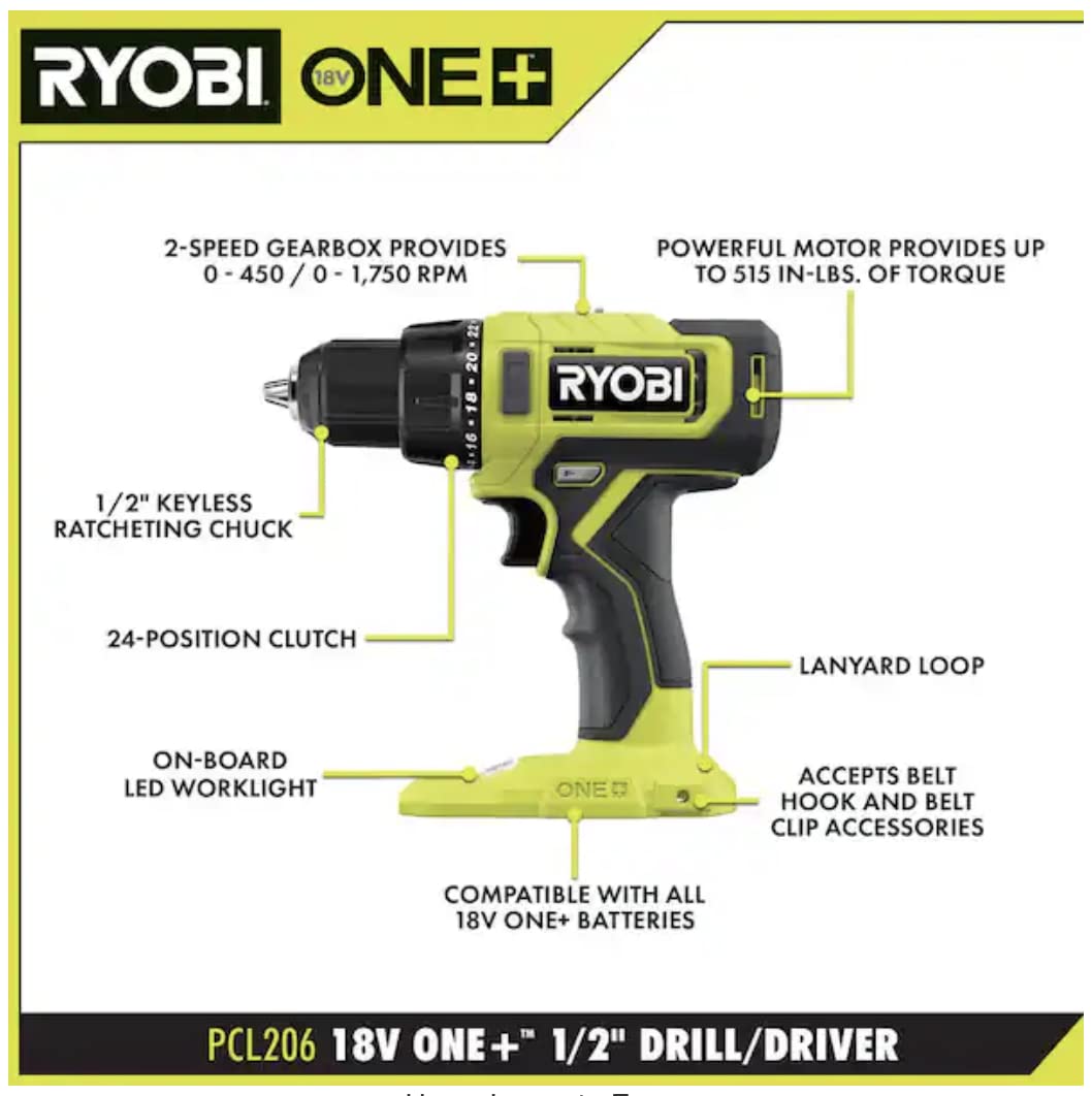RYOBI ONE+ PCL206 chuck closeup; reliable bit retention for precise driving.