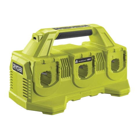 RYOBI P135 six-port battery charger front view with indicators