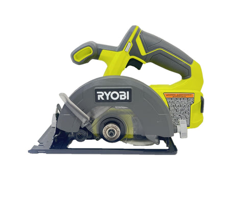 RYOBI P505 transparent lower guard improves visibility during cuts.