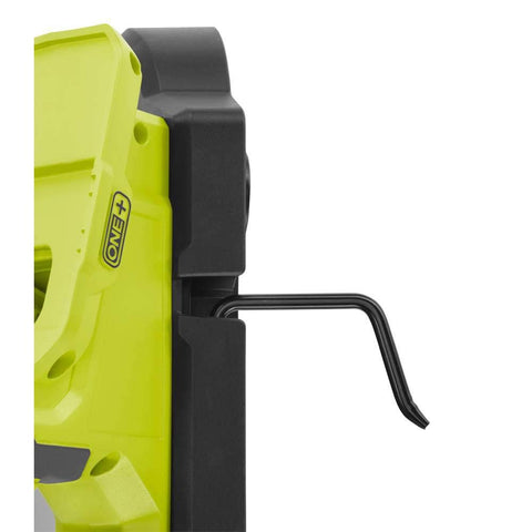 RYOBI P590 cutting wood, metal, and plastic with cordless mobility.