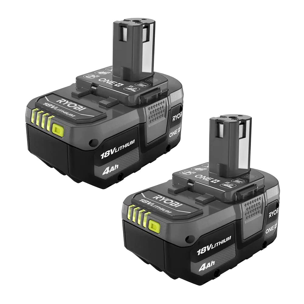 Ryobi PBP2005 4.0Ah battery front view highlighting rugged build for tough jobs.