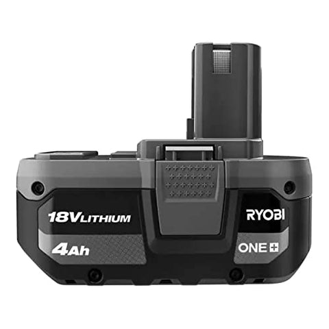 Ryobi PBP2005 battery with LED fuel gauge showing remaining runtime.