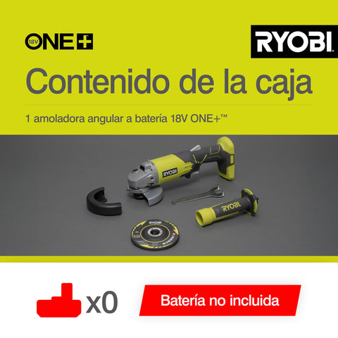 Ryobi R18AG-0 metal grinding task showing effective material removal.