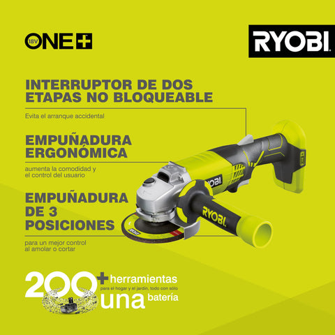Ryobi R18AG-0 operating with ONE+ battery for flexible power.