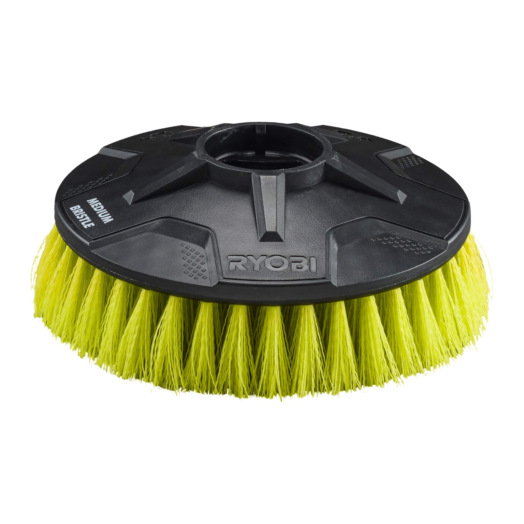 Ryobi RAKSCRUBM 6-inch brush removes limescale from bathroom grout and tiles