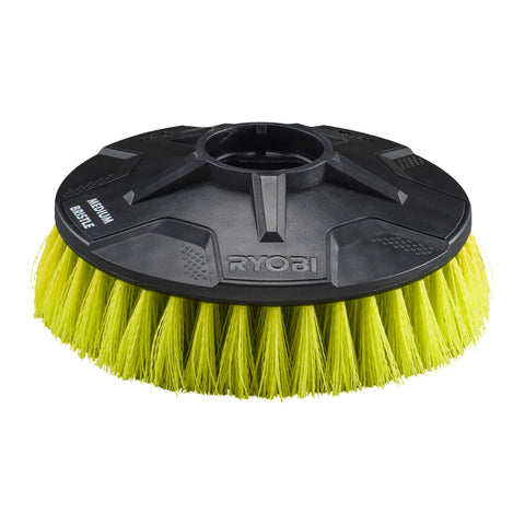 Ryobi RAKSCRUBM 6-inch brush removes limescale from bathroom grout and tiles