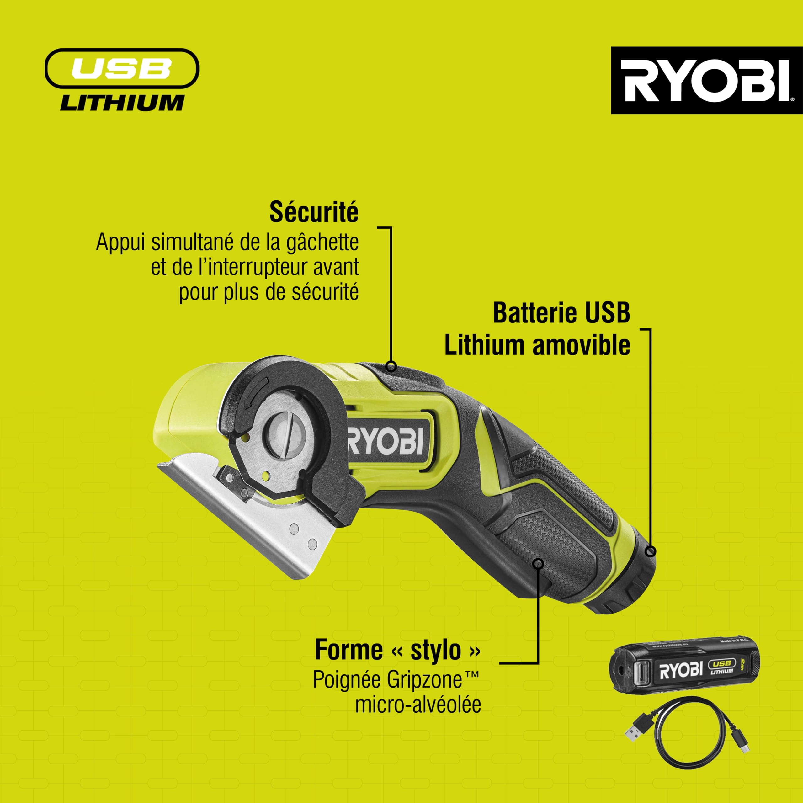 RYOBI RCT4-120G safety two-point trigger for controlled operation.