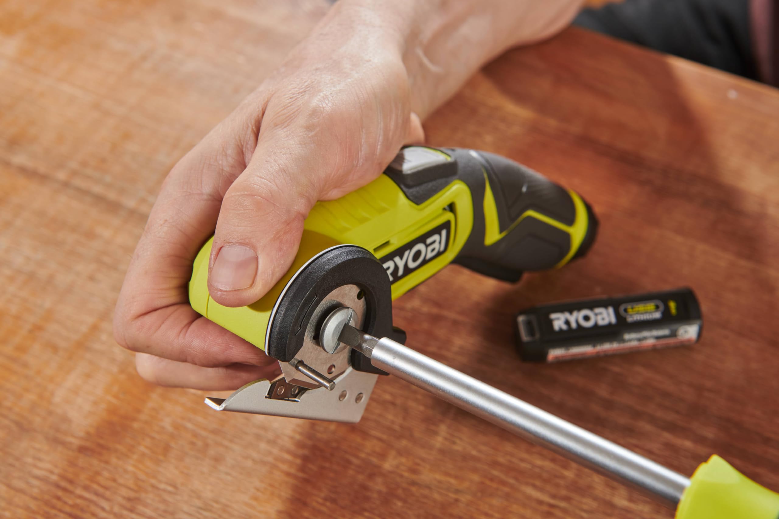 RYOBI RCT4-120G USB charging cable included for flexible charging.