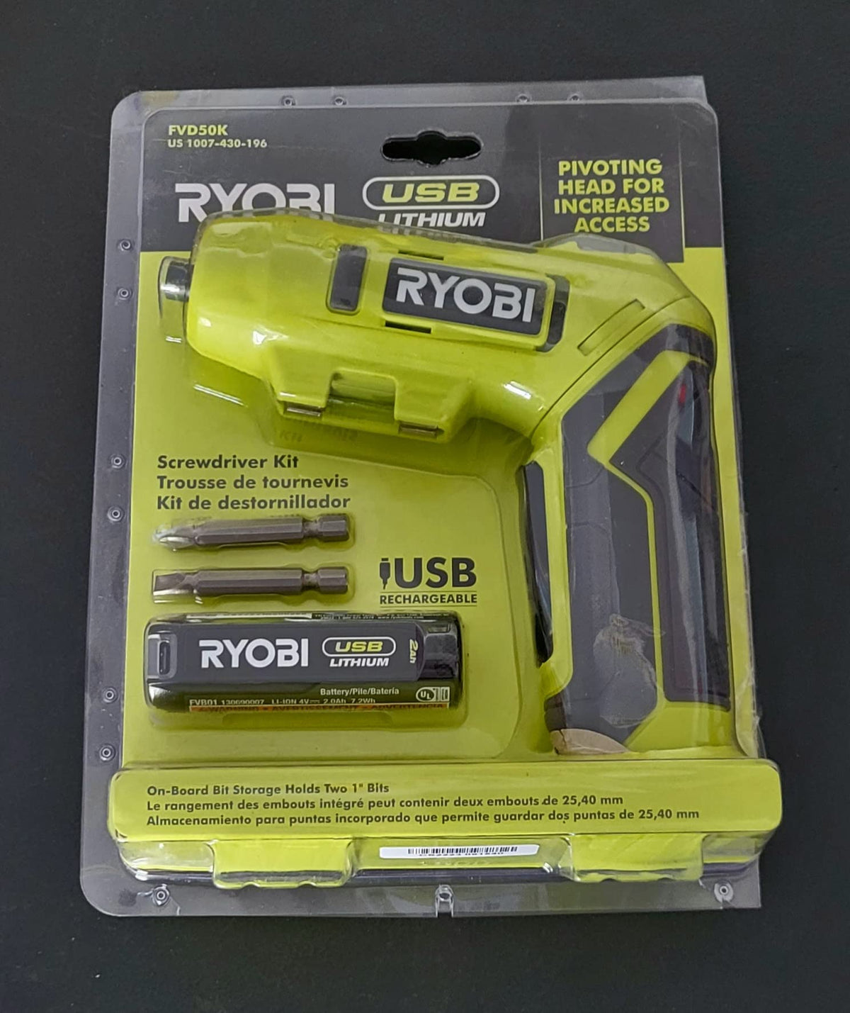 Ryobi USB Lithium Screwdriver Kit pivoting head enables better reach in tight spaces