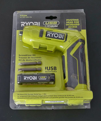 Ryobi USB Lithium Screwdriver Kit pivoting head enables better reach in tight spaces