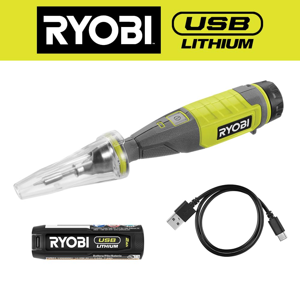 RYOBI USB Lithium Soldering Pen heat tip ready for precise jewelry and electronics work.