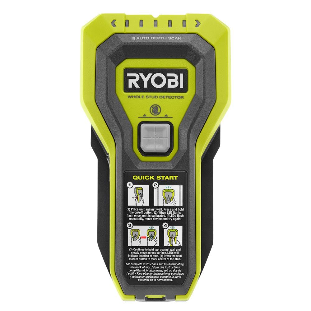 RYOBI whole stud detector with LED indicators for full width sensing