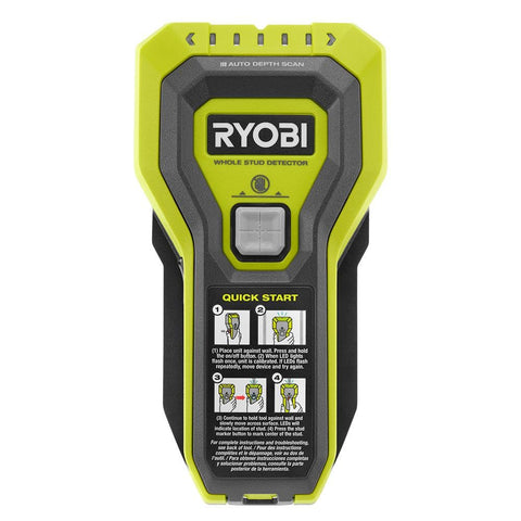 RYOBI whole stud detector with LED indicators for full width sensing