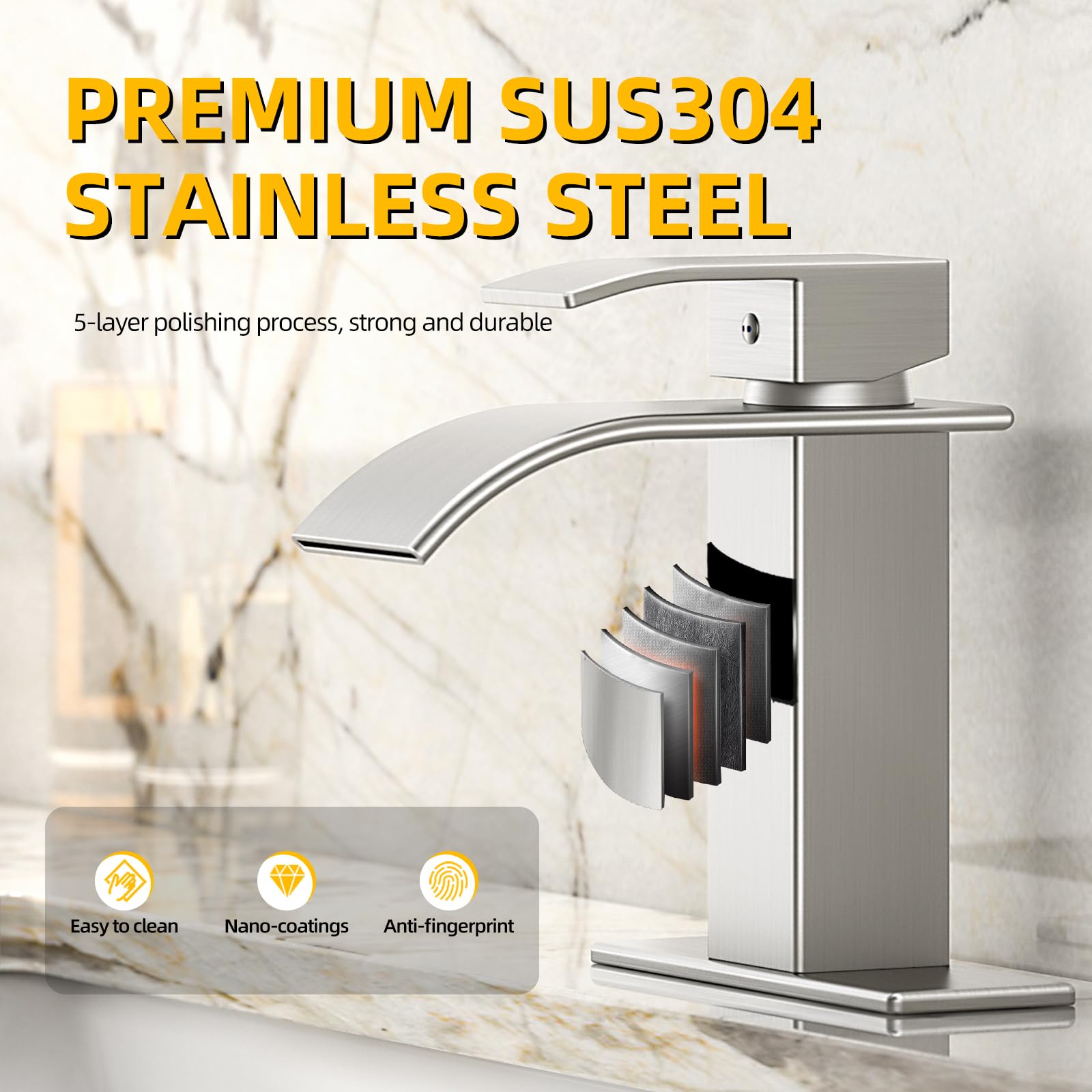 Ryuwanku brushed-nickel finish resists fingerprints and scratches for lasting beauty.