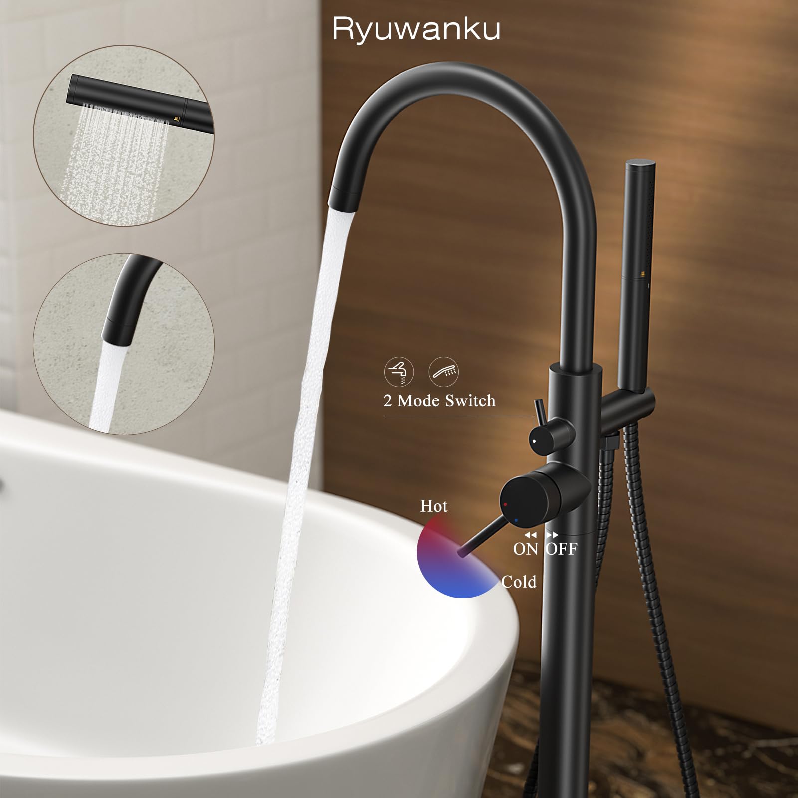 Ryuwanku dual-function handheld shower for versatile rinsing