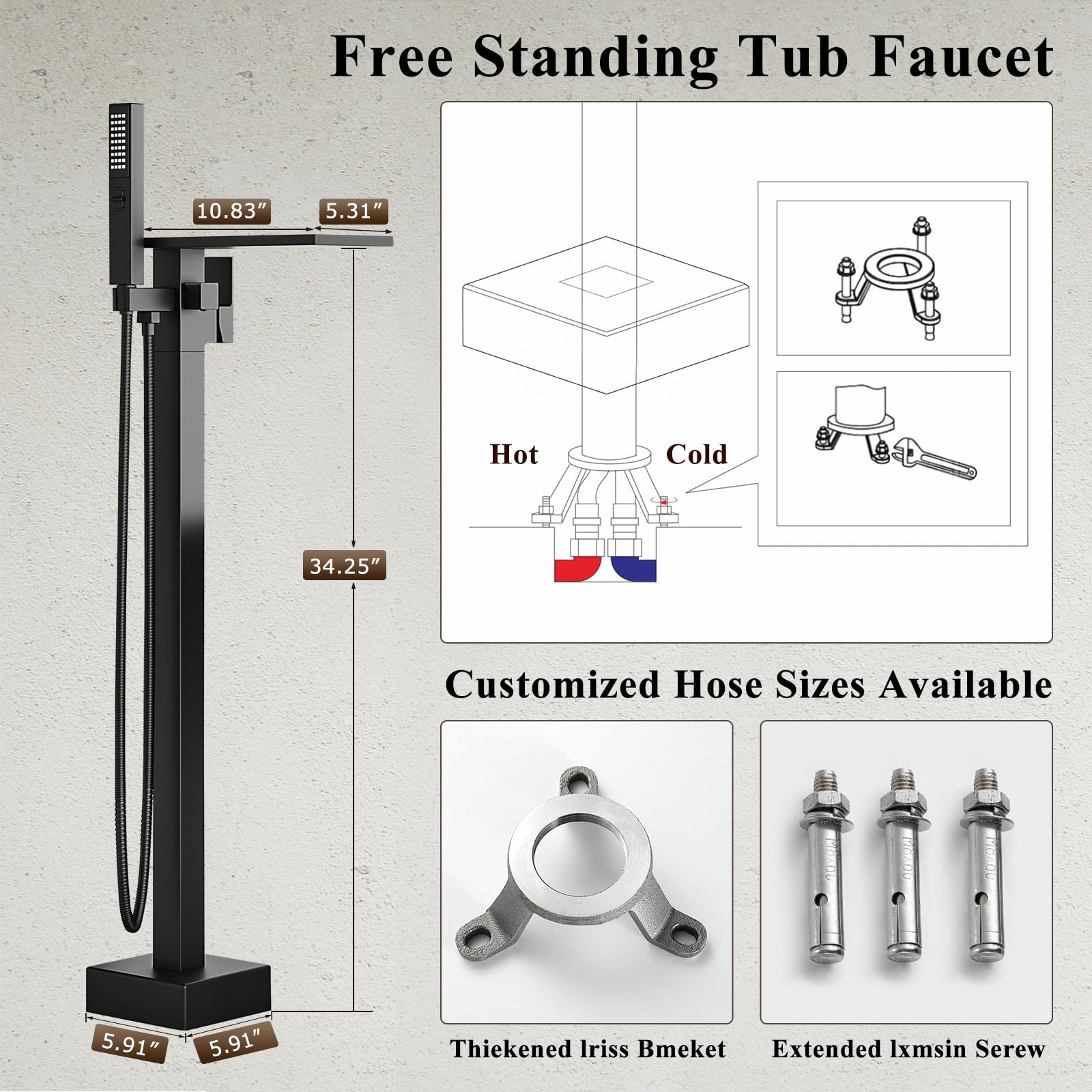 Ryuwanku easy-installation kit with hardware for floor-mount setup.
