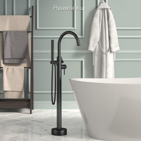 Ryuwanku freestanding faucet handheld shower in two-function mode for easy cleaning