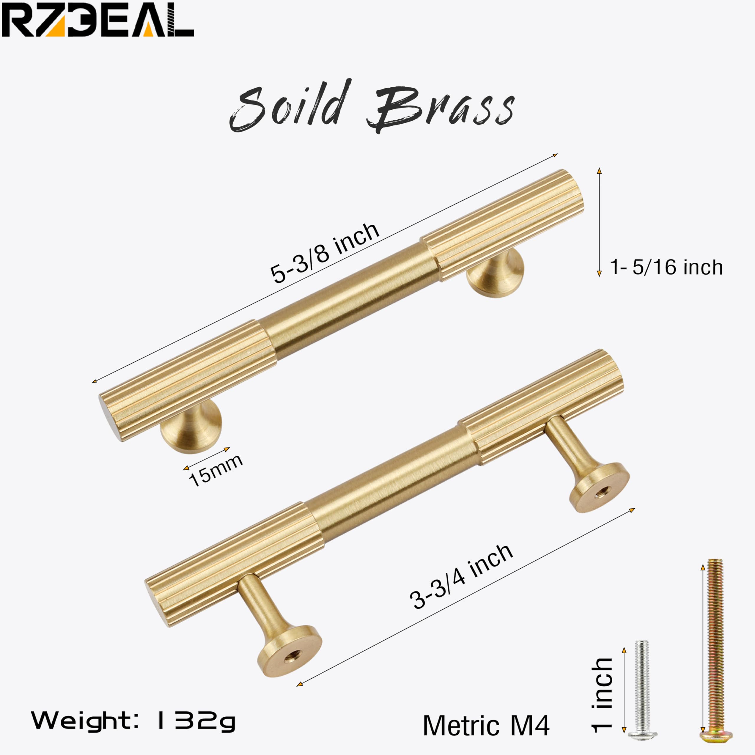 RZDEAL cabinet pull with 3-3/4 inch center spacing on a kitchen cabinet