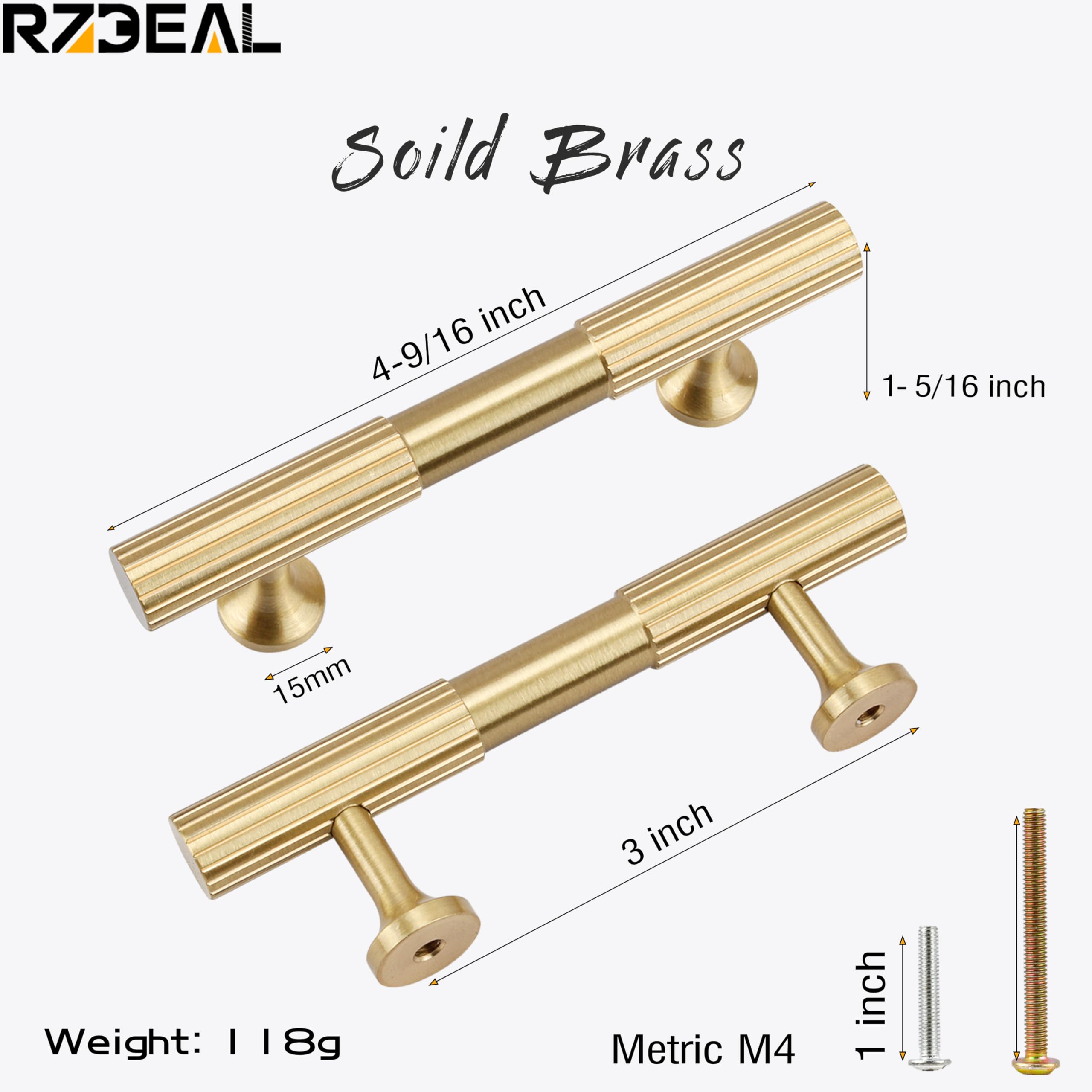 RZDEAL brushed gold brass kitchen handle adds warm style to furniture