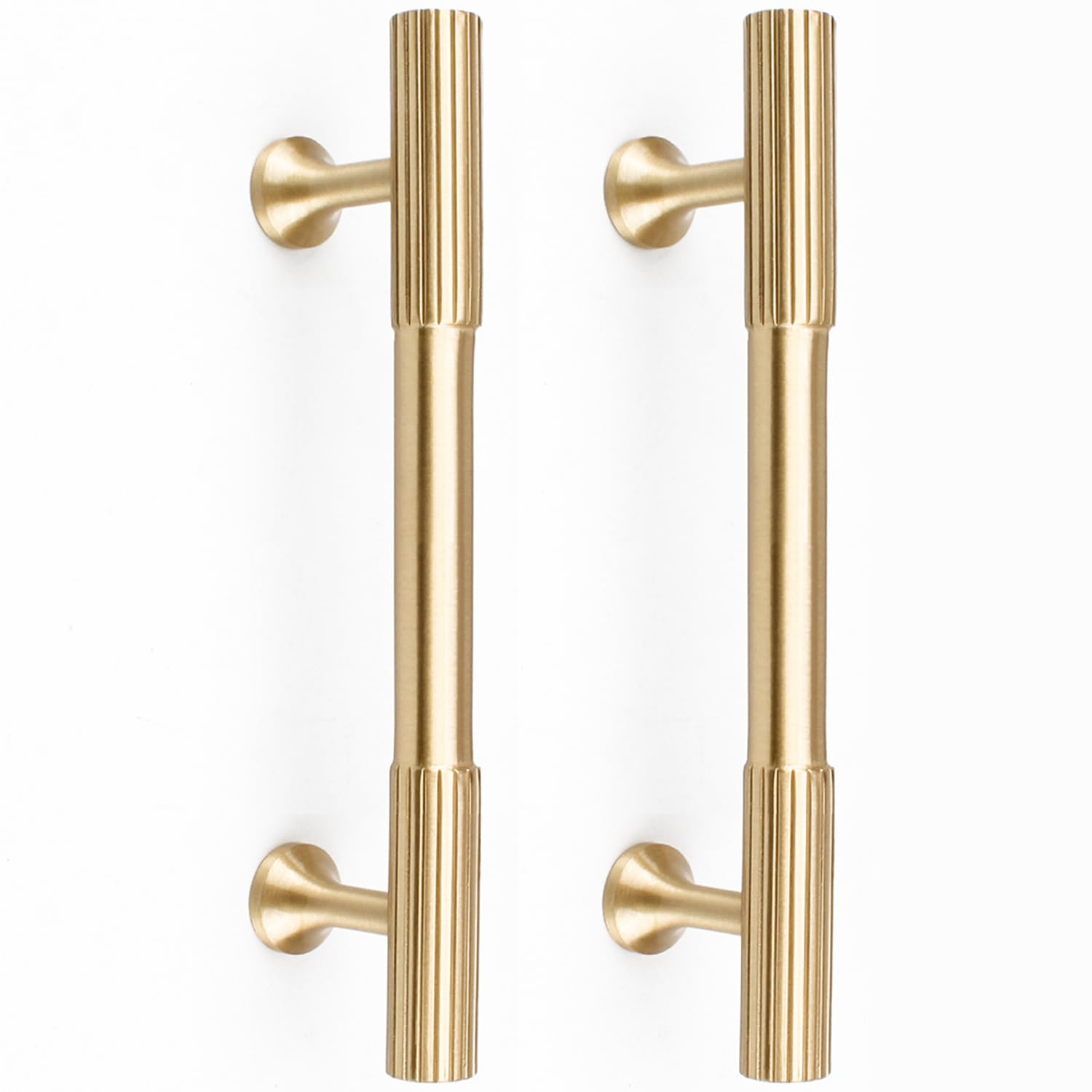 RZDEAL solid brass gold cabinet pull close-up showing brushed finish and premium feel