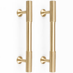 RZDEAL solid brass gold cabinet pull close-up showing brushed finish and premium feel