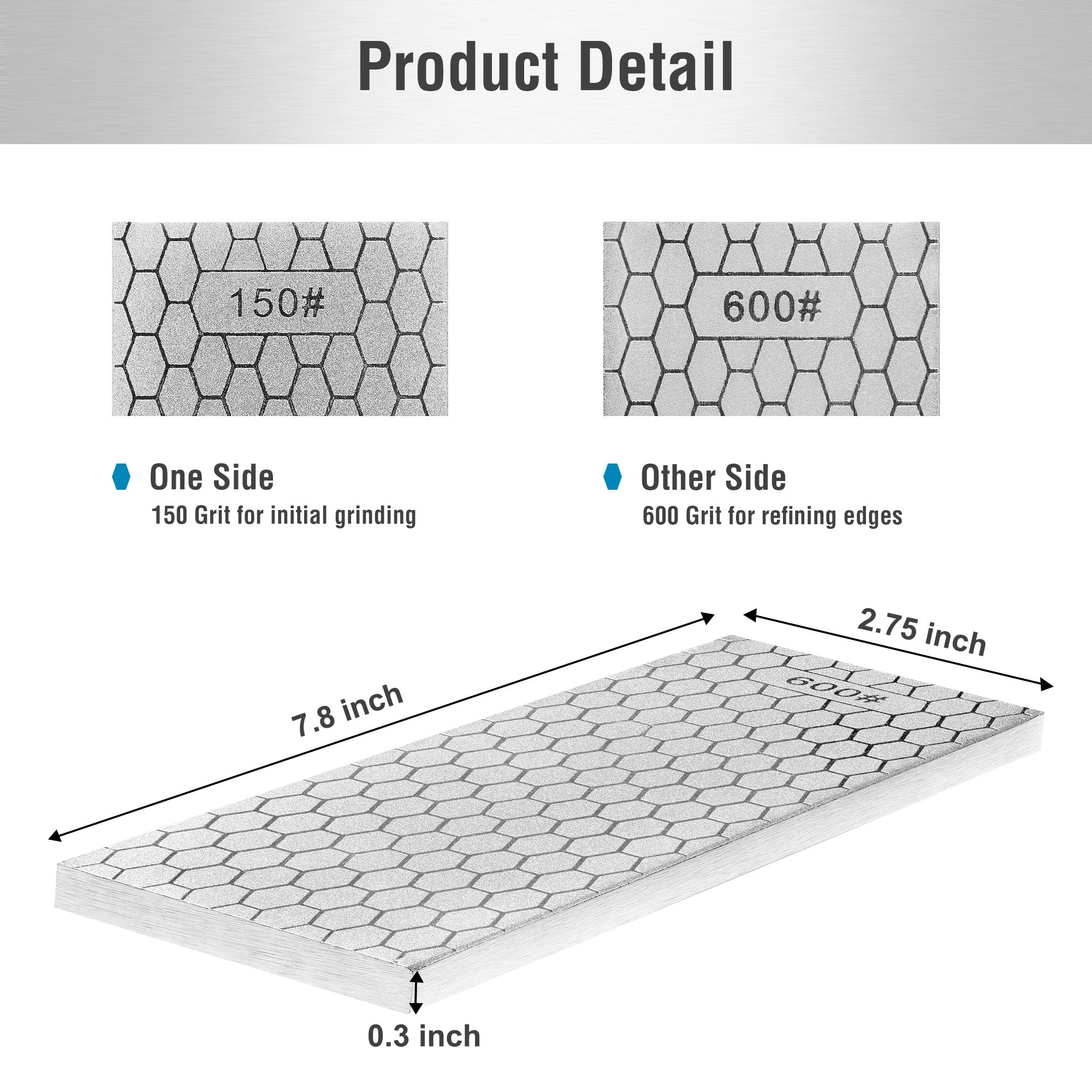 S SATC Diamond Sharpening Stone with 150/600 grit sides for coarse and fine sharpening