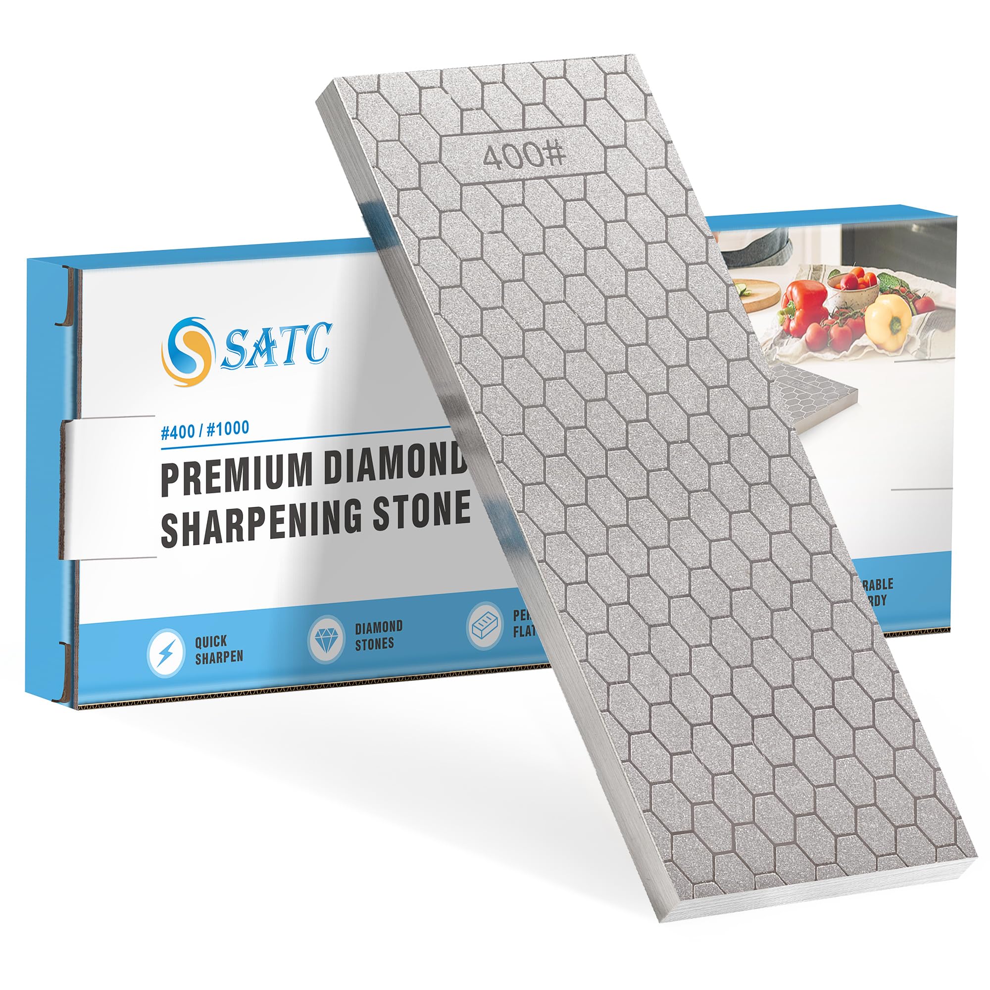 S SATC Diamond sharpening stone 8-inch: durable surface for precise sharpening.