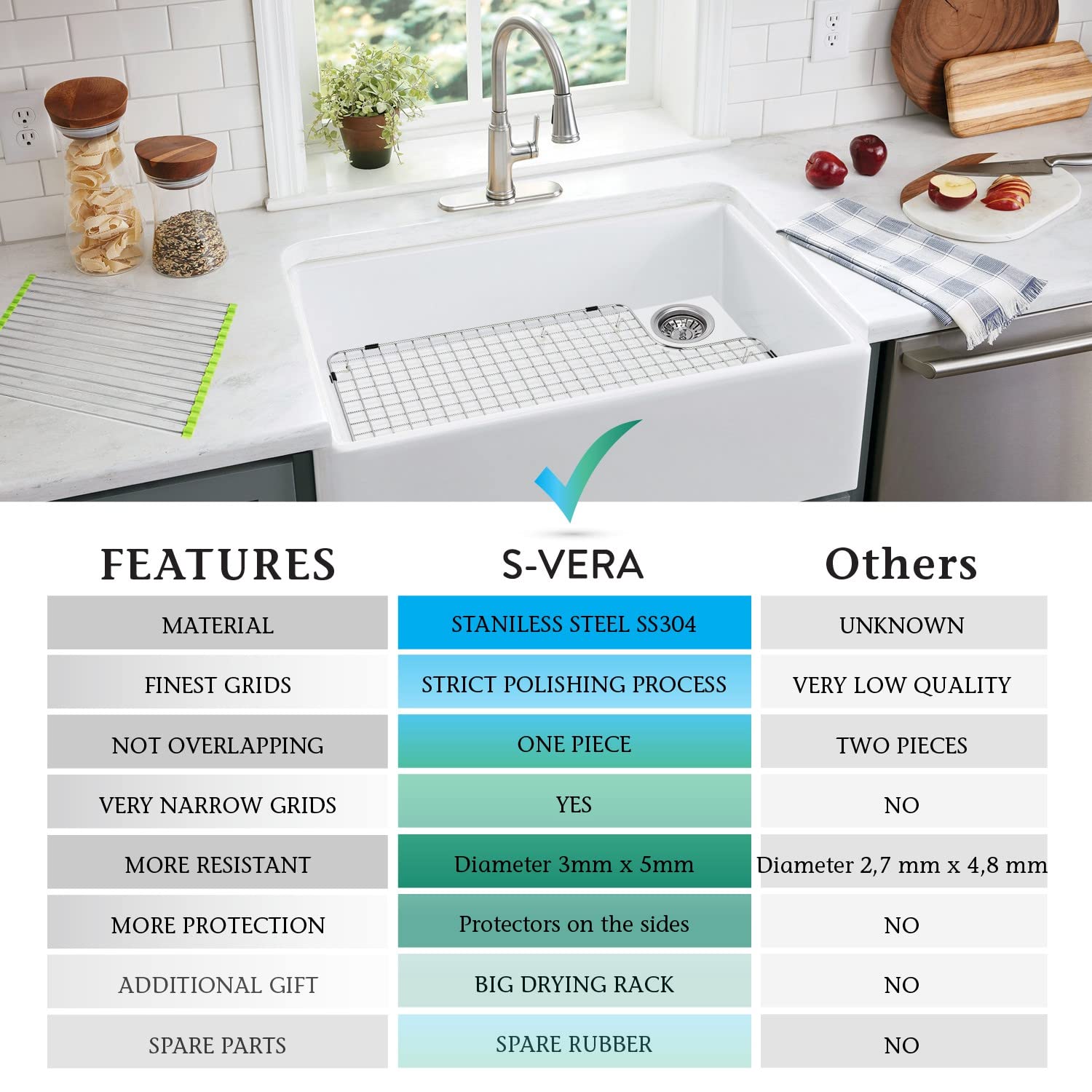 S-VERA big drying rack 21 inches adds spacious drying capacity.
