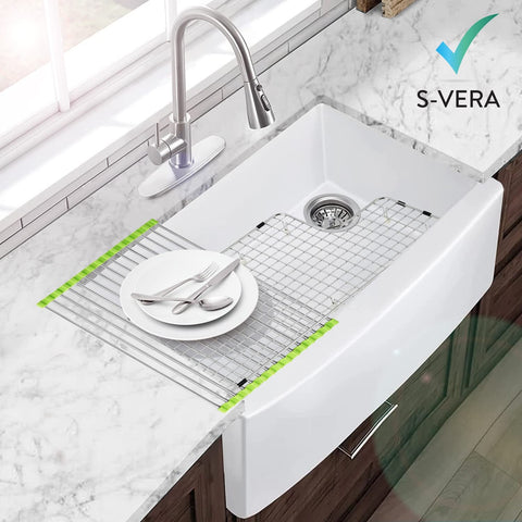 S-VERA rubber feet protect the sink and prevent sliding.