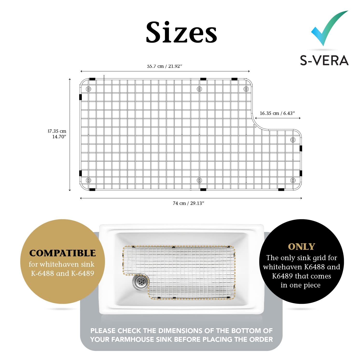S-VERA bottom-grid closeup highlights corrosion-resistant steel and smooth edges for safety.