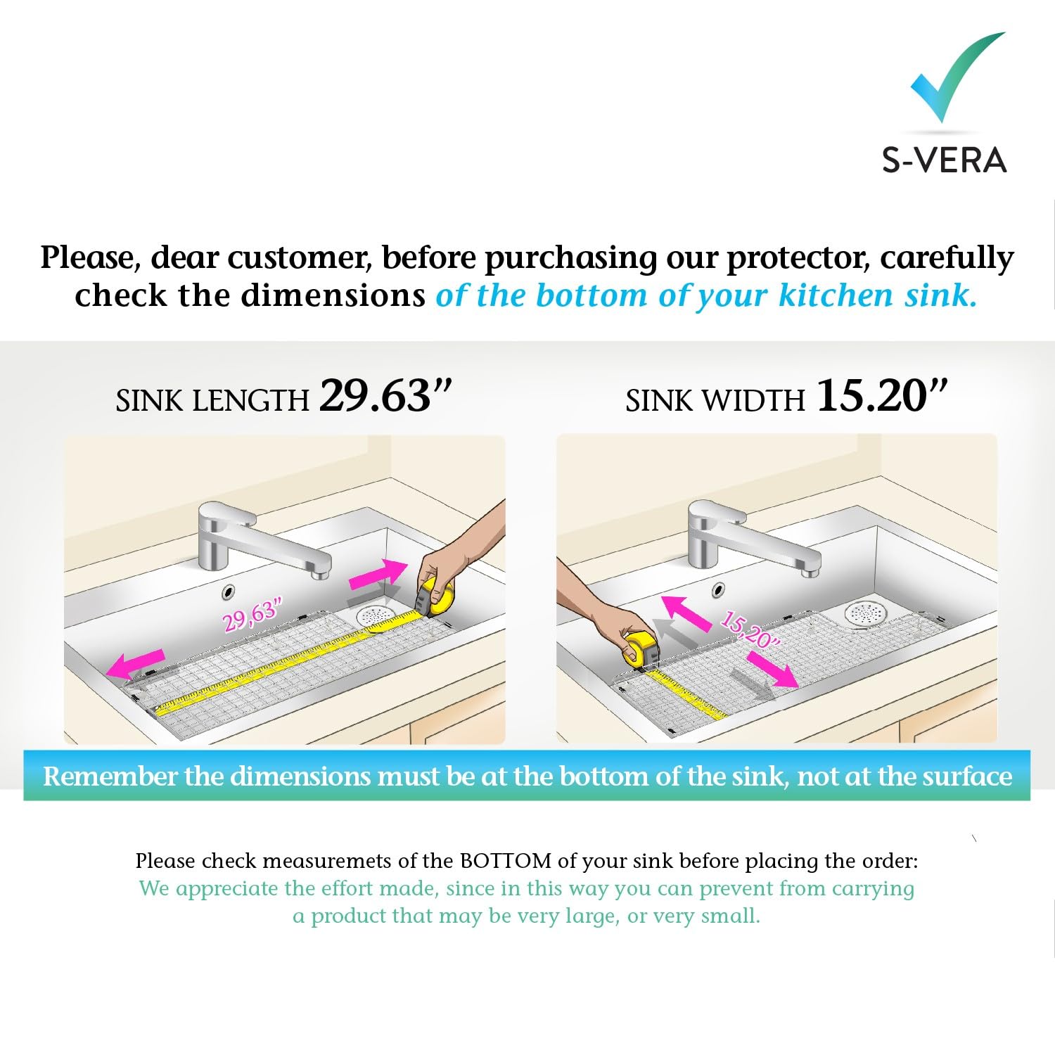S-VERA narrow-grid design keeps small items elevated and aids drainage.