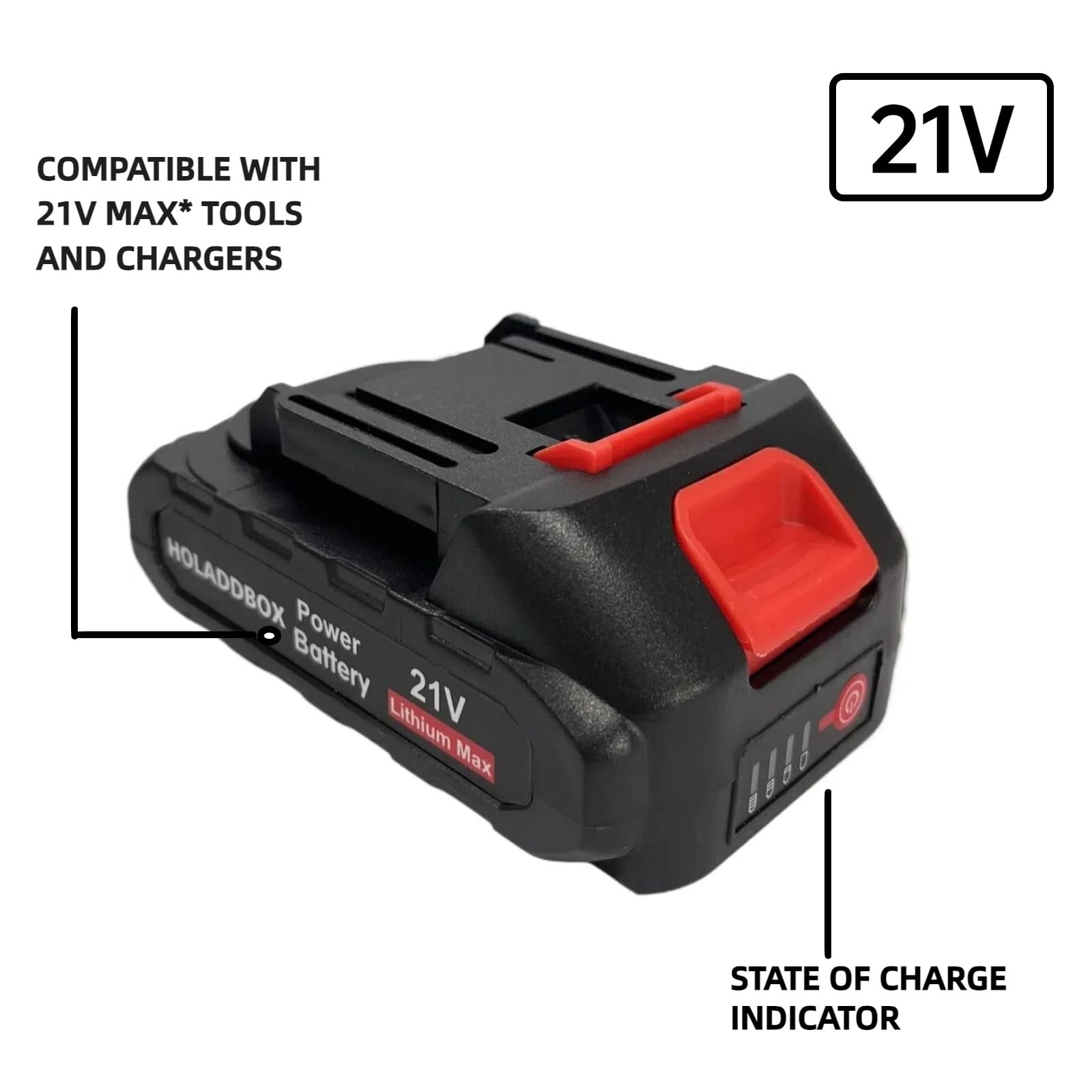 S7 21V battery with LED indicator shows remaining power at a glance.
