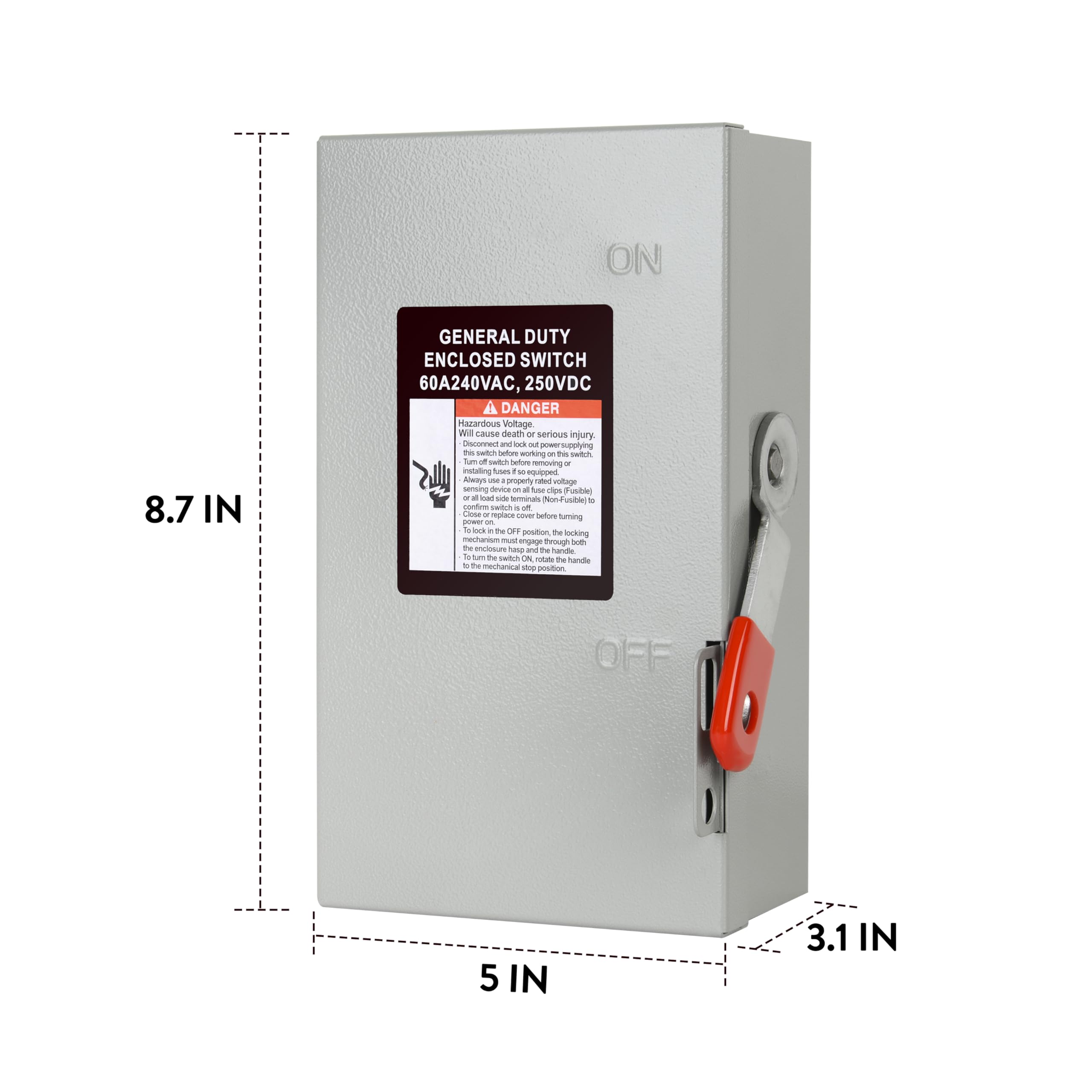 S7 2P 60A 240V supply compatibility supports general duty outdoor applications.