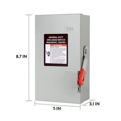 S7 2P 60A 240V supply compatibility supports general duty outdoor applications.