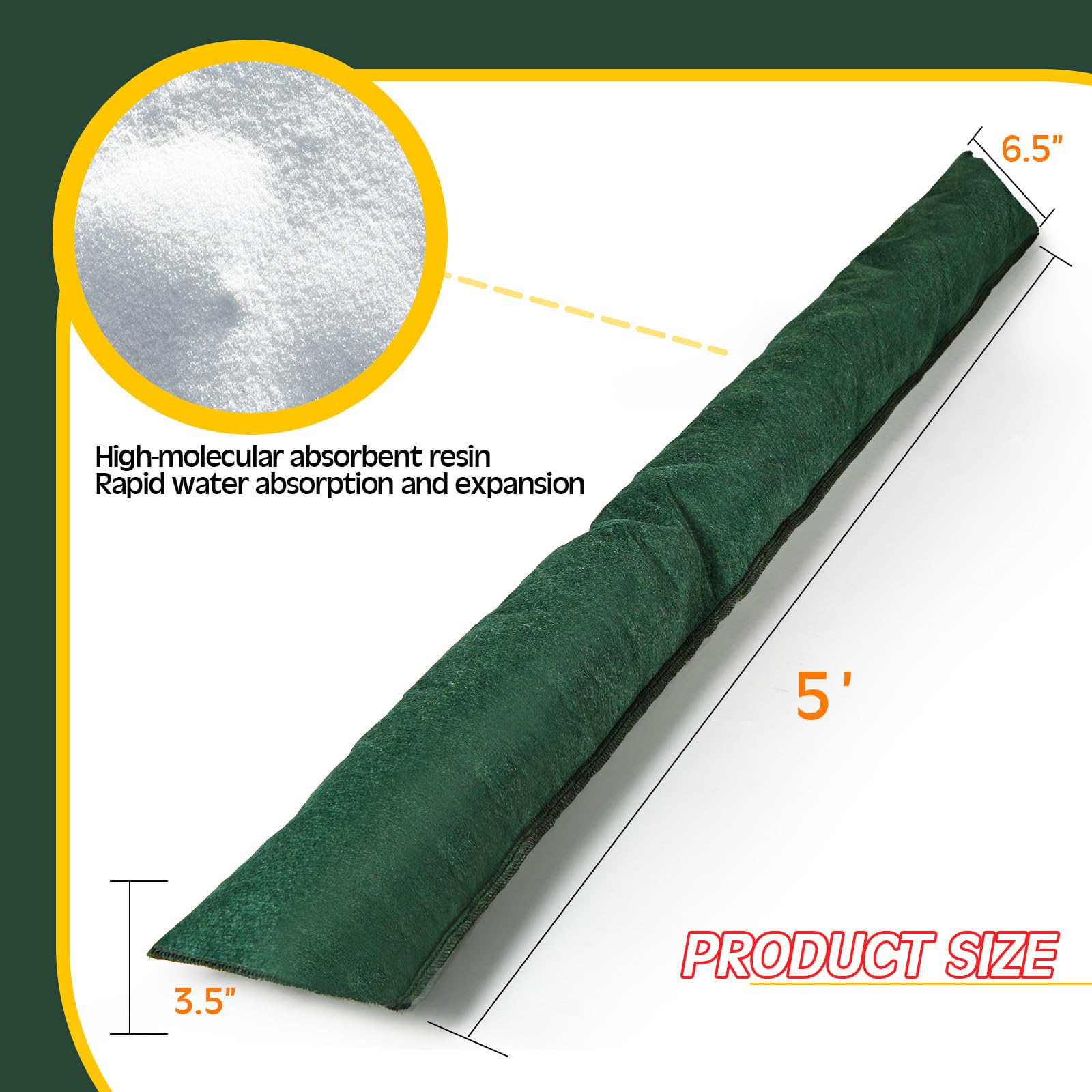 Sabary barrier expands with water to form a 3-4 inch wall.