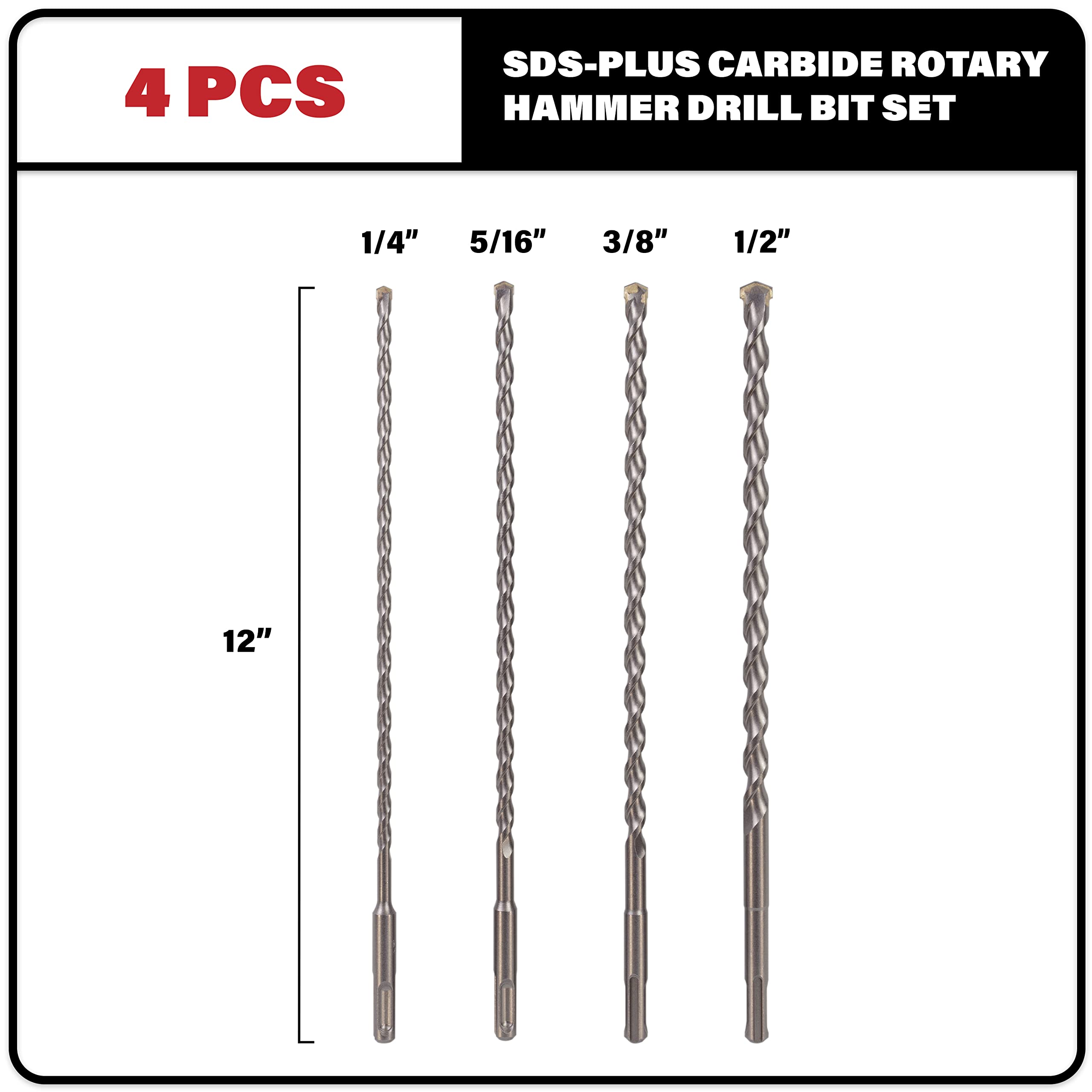 Sabre Tools 5/16x12 SDS Plus bit for efficient mid-size concrete holes.