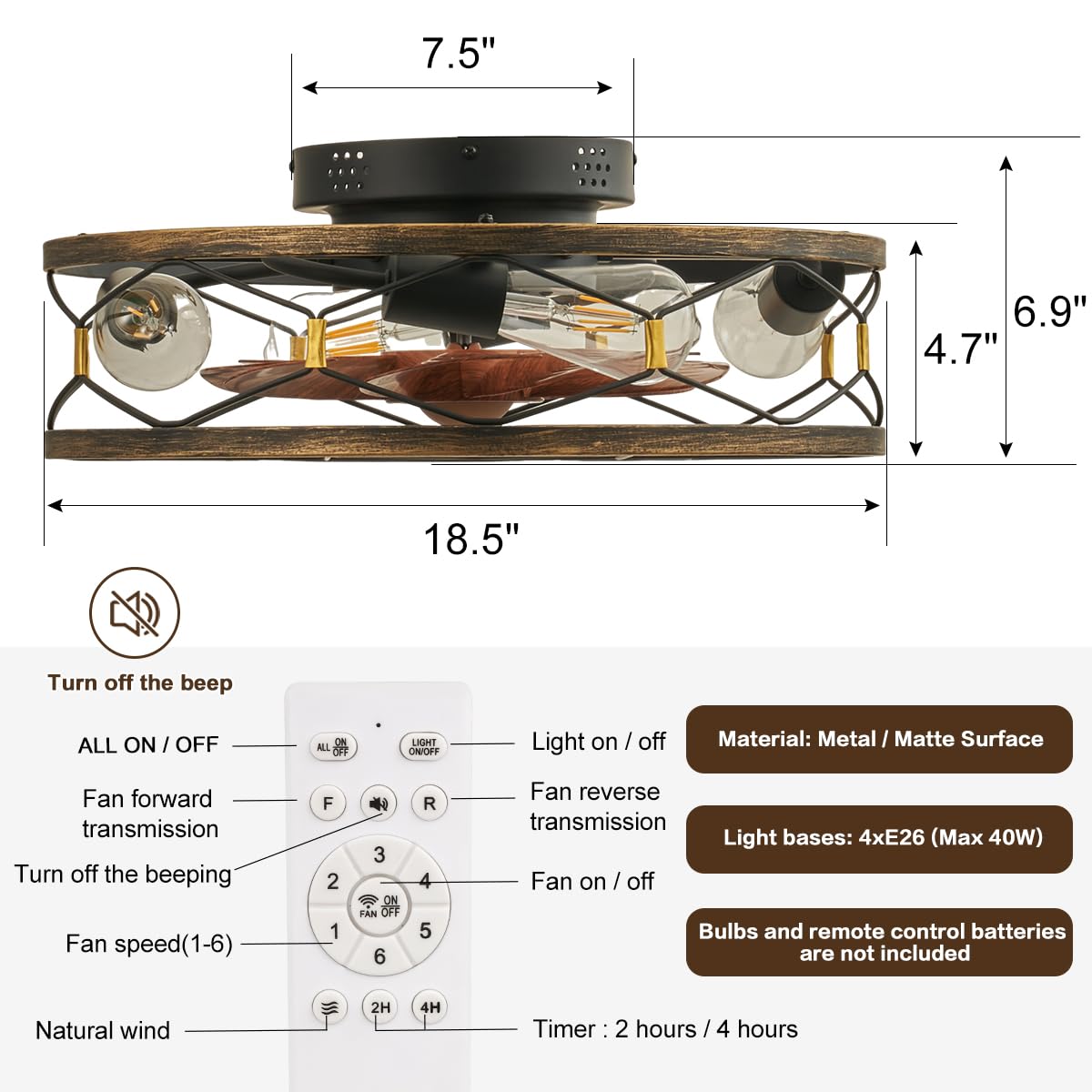 SabvioZh low-profile ceiling fan with light ideal for small kitchens.