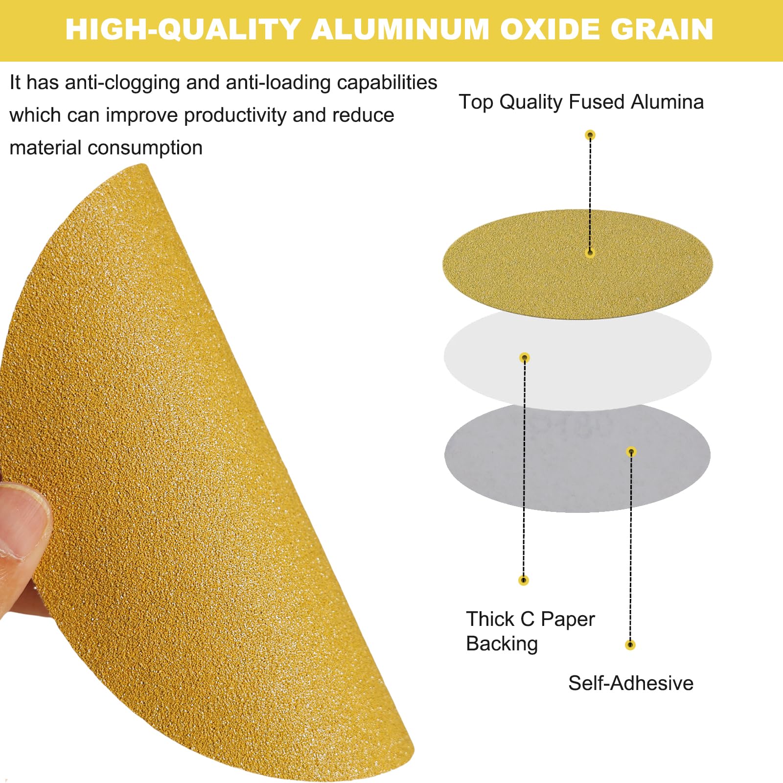 SACKORANGE 120-grit 6-inch PSA sanding disc for fine finishing on wood and plastic.
