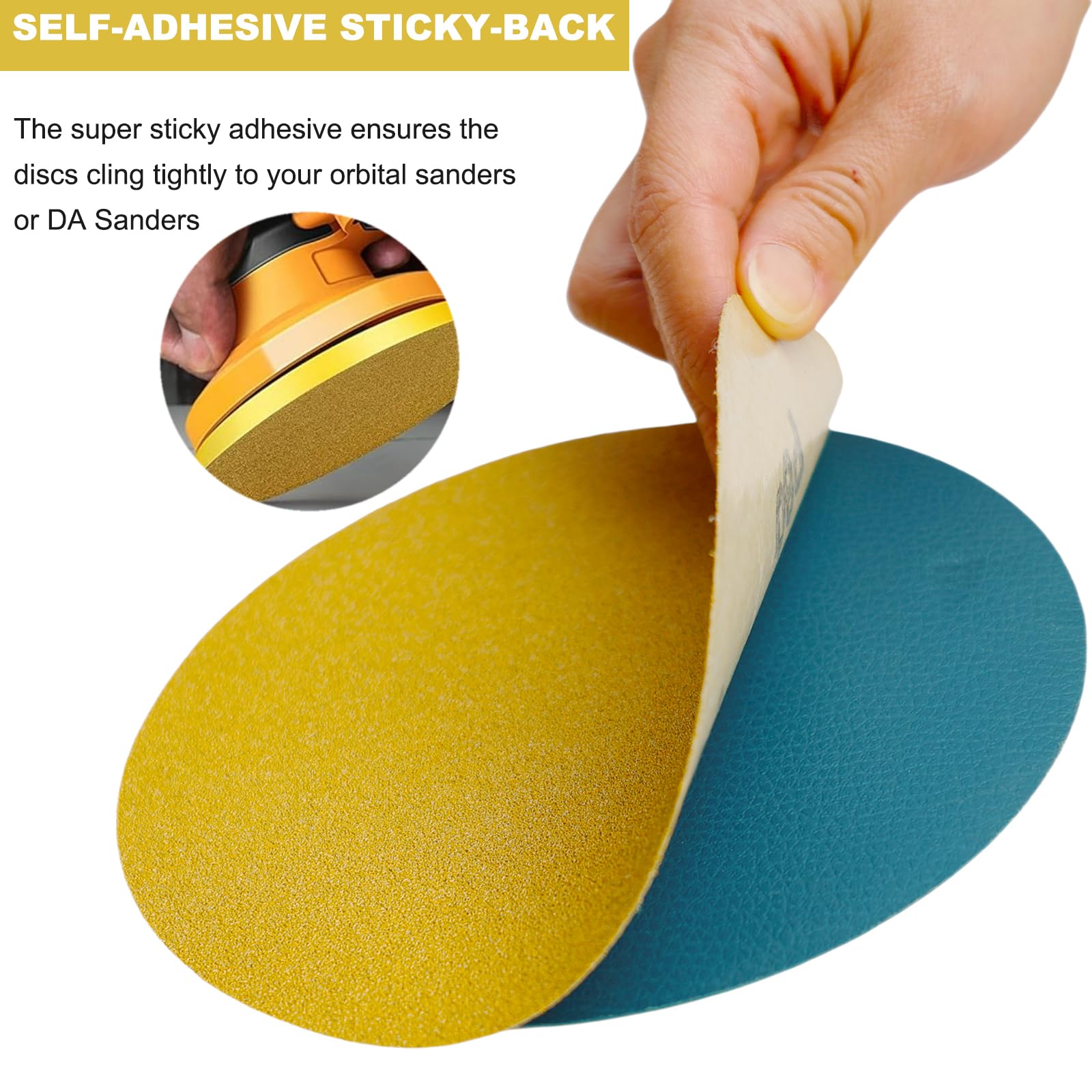 SACKORANGE 180-grit 6-inch PSA sanding disc balances material removal with a smooth finish.