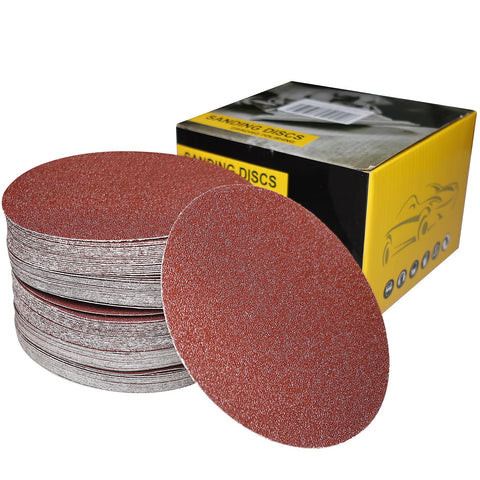 SACKORANGE 60-grit discs mounted on a 6-inch PSA pad for rapid wood removal.