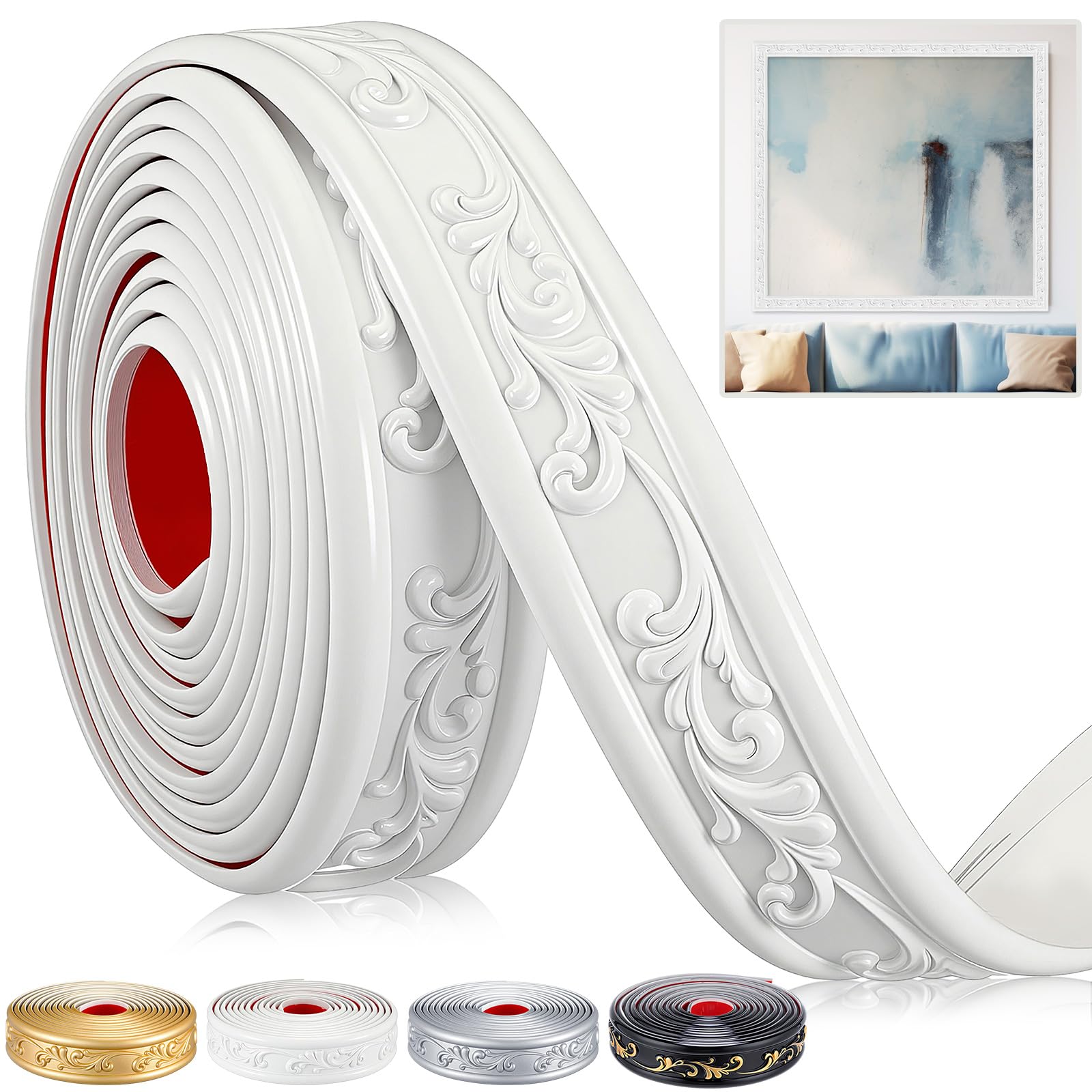 Sacubee peel and stick PVC crown molding for elegant wall framing and accents